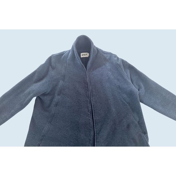 PACT Organic Cotton Charcoal Grey Open Front  French Terry Cardigan Sz XL - Picture 3 of 7